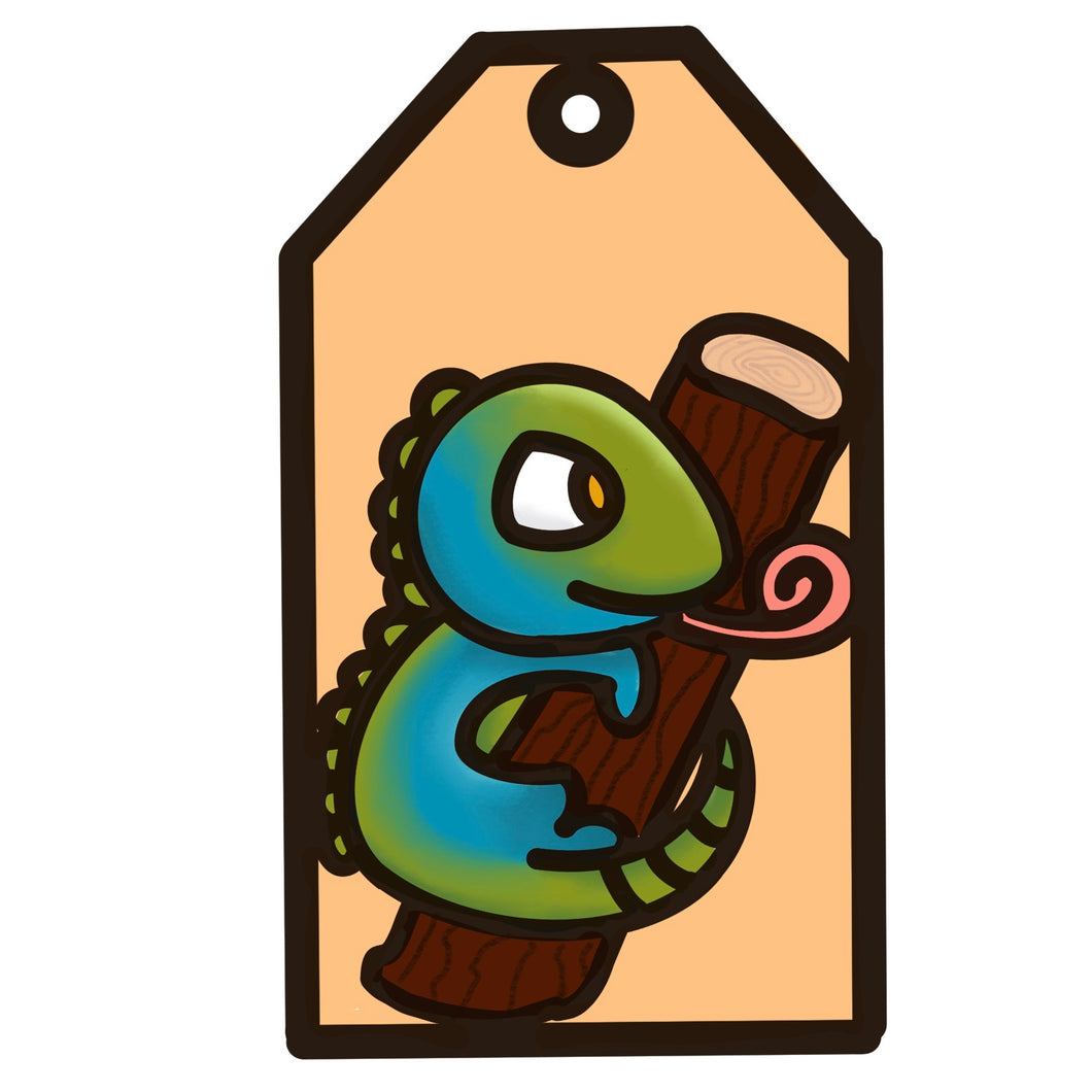 OL4531 - MDF Doodle Tag Hanging - Chameleon - Olifantjie - Wooden - MDF - Lasercut - Blank - Craft - Kit - Mixed Media - UK