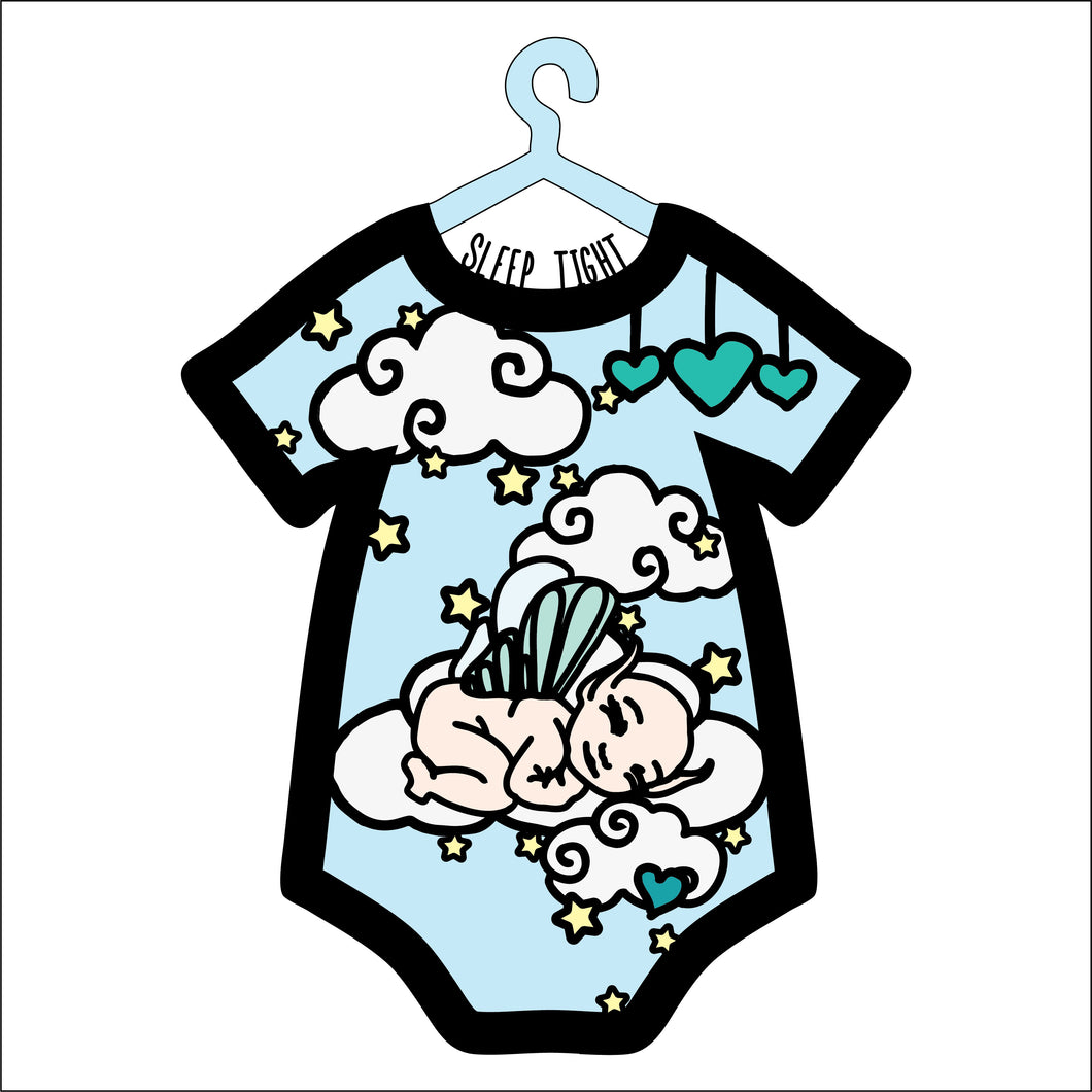 OL4627 - MDF Doodle layered personalised baby grow - Fairy Angel Baby - Olifantjie - Wooden - MDF - Lasercut - Blank - Craft - Kit - Mixed Media - UK