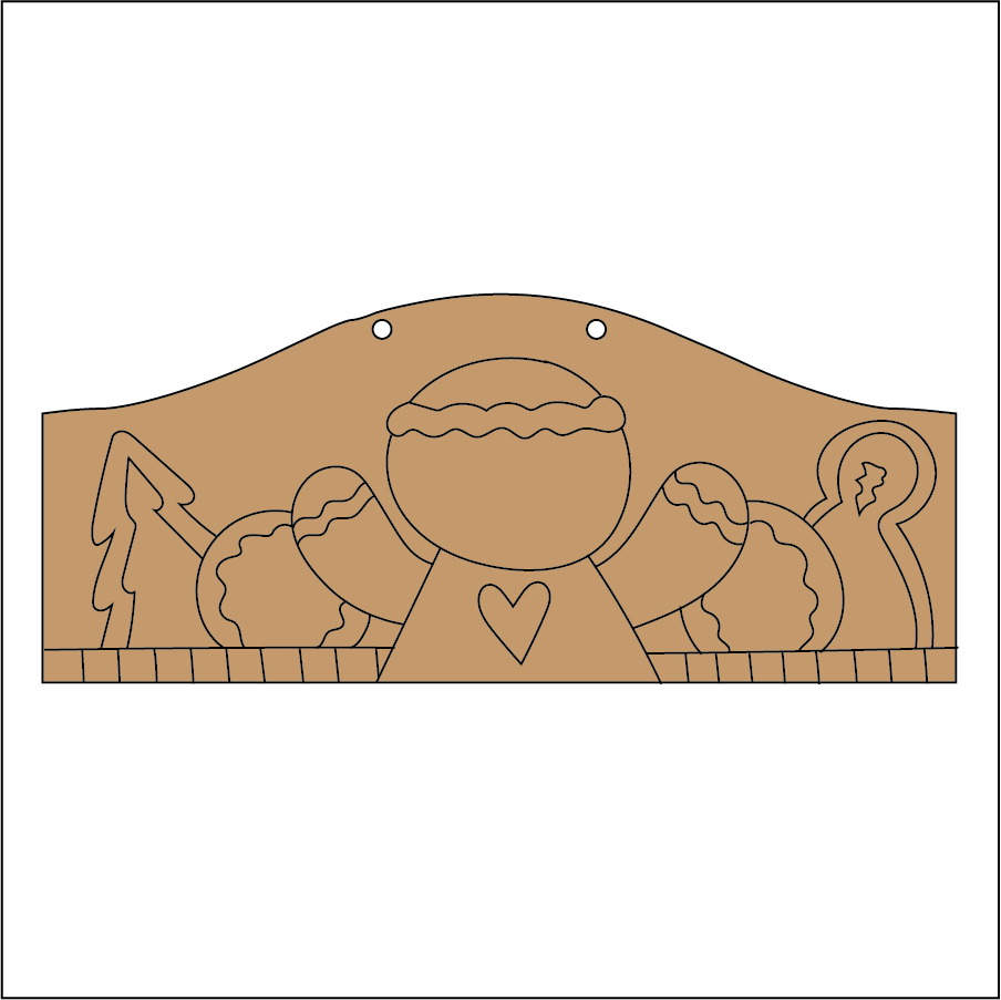 NO275- MDF 2 Sizes Christmas Hanging Bauble - Engraved Sign - Gingerbread - Olifantjie - Wooden - MDF - Lasercut - Blank - Craft - Kit - Mixed Media - UK