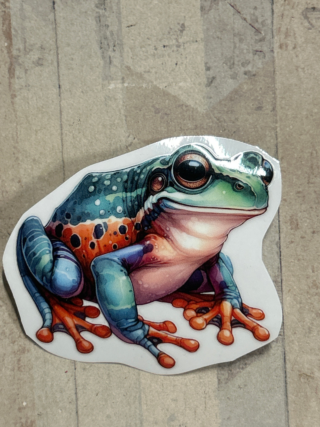 UV757 - UVDTF - Decal only - Cute Frog 1 - Olifantjie - Wooden - MDF - Lasercut - Blank - Craft - Kit - Mixed Media - UK