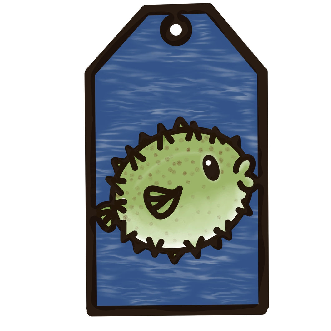 OL4557 - MDF Doodle Tag Hanging - Pufferfish - Olifantjie - Wooden - MDF - Lasercut - Blank - Craft - Kit - Mixed Media - UK