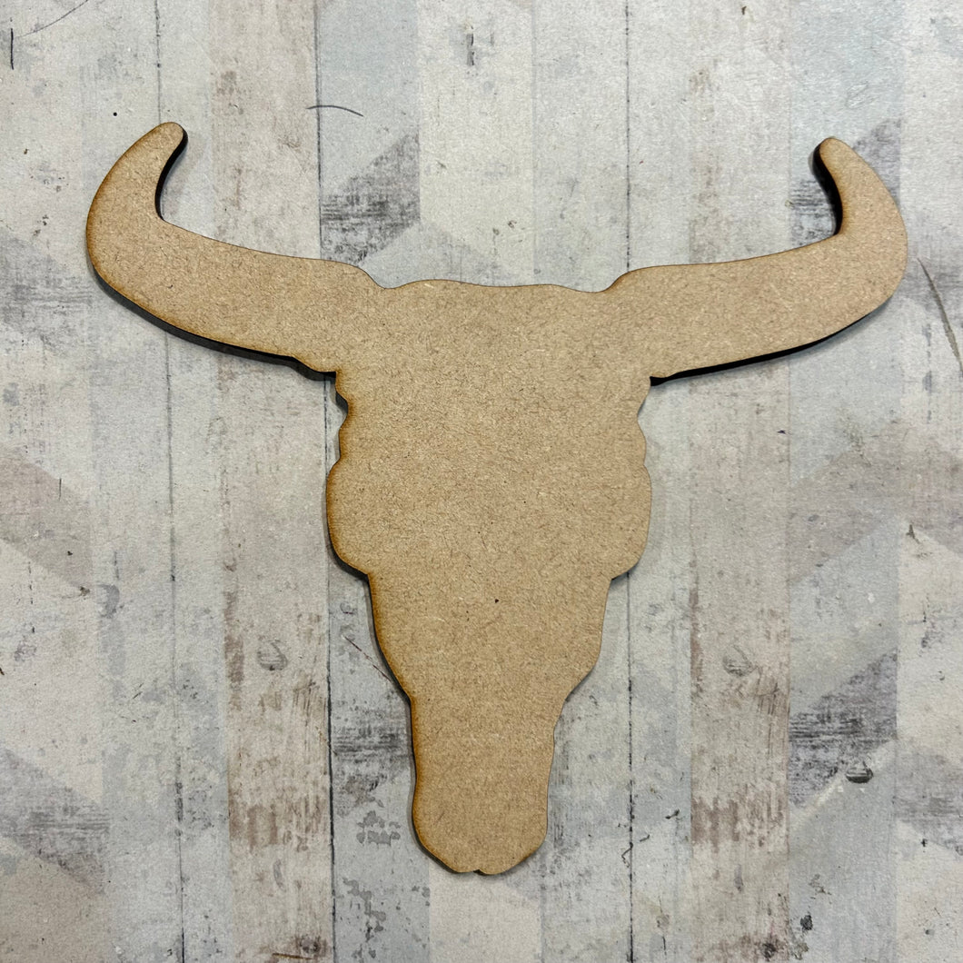 PL103 - MDF Blank Plaque - Optional Hanging - Steer Head - Olifantjie - Wooden - MDF - Lasercut - Blank - Craft - Kit - Mixed Media - UK