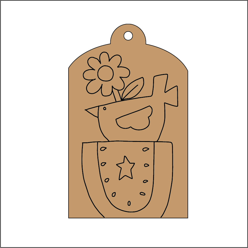 NO280 - MDF 2 Sizes Tag Hanging Bauble - Engraved - Summer Melon Bird - Olifantjie - Wooden - MDF - Lasercut - Blank - Craft - Kit - Mixed Media - UK
