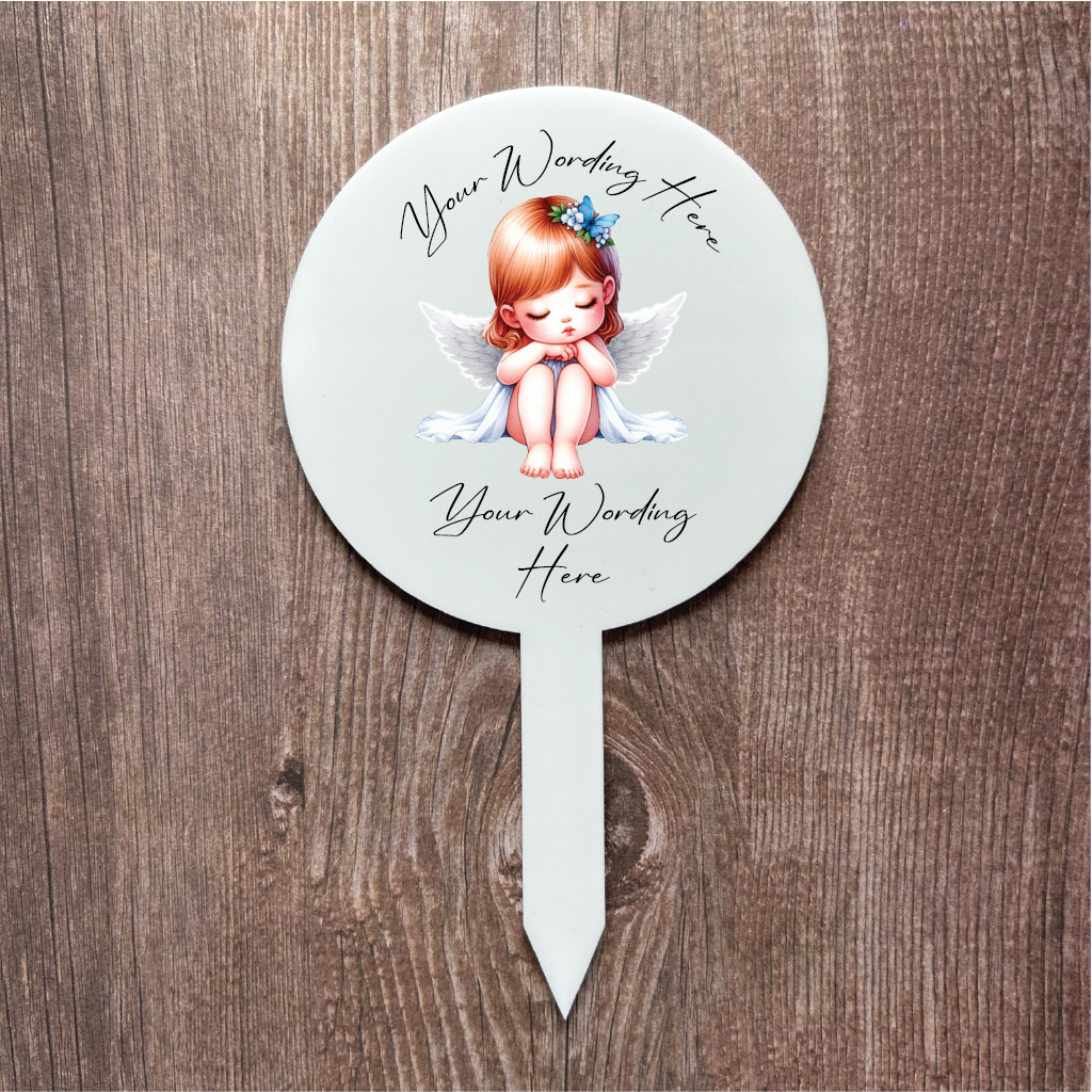 UV802 - Acrylic and UVDTF Personalised Grave / Garden Marker - Angel 8 - Olifantjie - Wooden - MDF - Lasercut - Blank - Craft - Kit - Mixed Media - UK