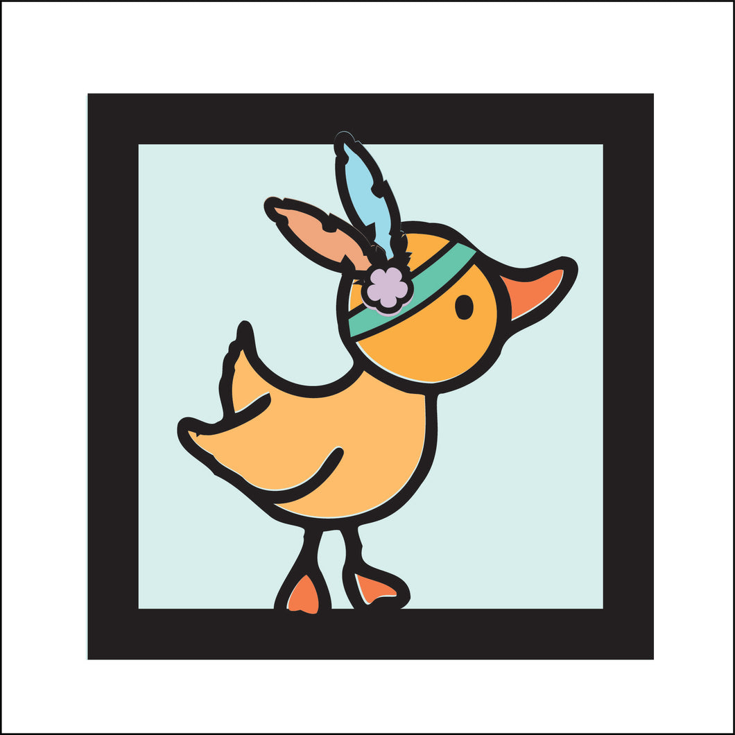 OL3622 - MDF Ladder Insert Tile - Tribal Doodle Duck - Olifantjie - Wooden - MDF - Lasercut - Blank - Craft - Kit - Mixed Media - UK