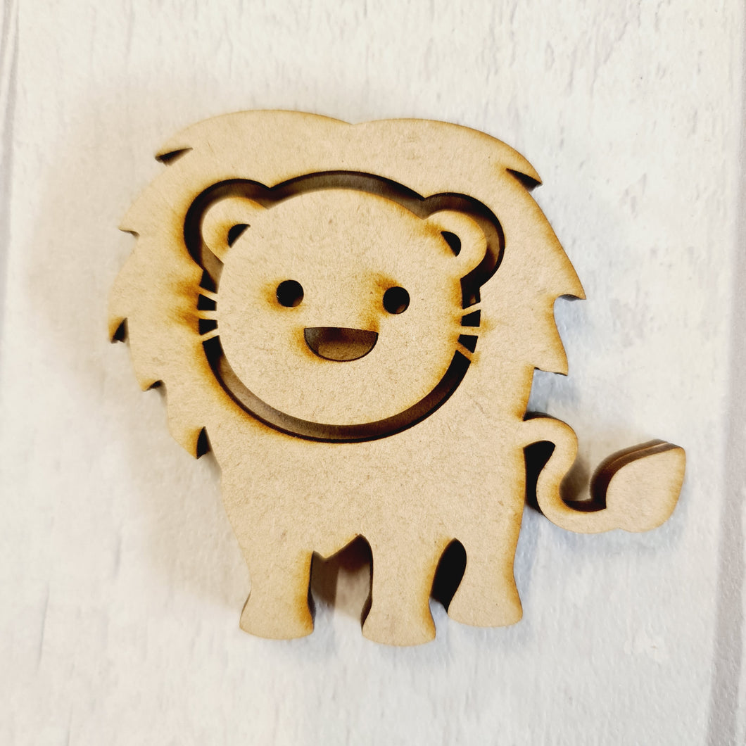 OL4177 - MDF Set of 5 Large Lion - Olifantjie - Wooden - MDF - Lasercut - Blank - Craft - Kit - Mixed Media - UK