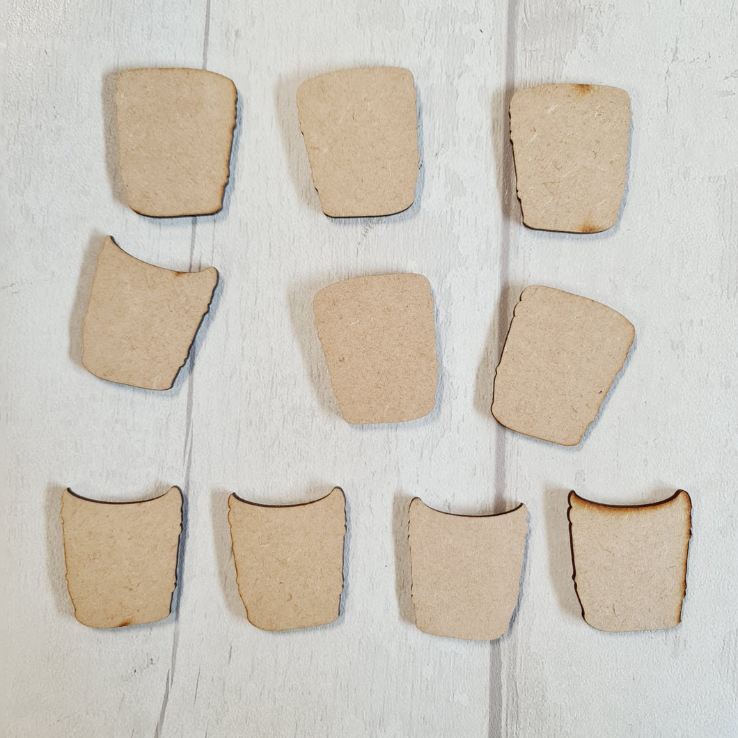 SALE - MDF Bag of Cups CC54 - Olifantjie - Wooden - MDF - Lasercut - Blank - Craft - Kit - Mixed Media - UK