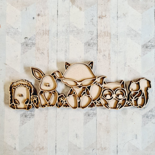 OL3012 - MDF doodle Horizontal Woodland Animal - Olifantjie - Wooden - MDF - Lasercut - Blank - Craft - Kit - Mixed Media - UK