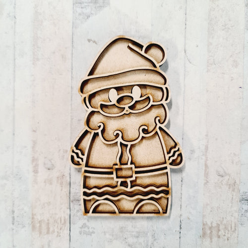 OL3607 - MDF Doodle Naive Style Christmas Hanging - with or without banner - Santa - Olifantjie - Wooden - MDF - Lasercut - Blank - Craft - Kit - Mixed Media - UK