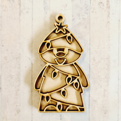 OL3628 - MDF Doodle Naive Style Christmas Hanging - with or without banner - Dress Up Christmas Tree - Olifantjie - Wooden - MDF - Lasercut - Blank - Craft - Kit - Mixed Media - UK