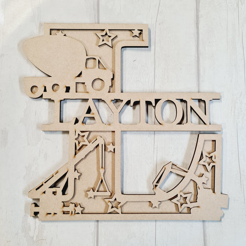 SL088 -  Digger, Crane and Mixer  Themed Split Layered Personalised Letter - Olifantjie - Wooden - MDF - Lasercut - Blank - Craft - Kit - Mixed Media - UK