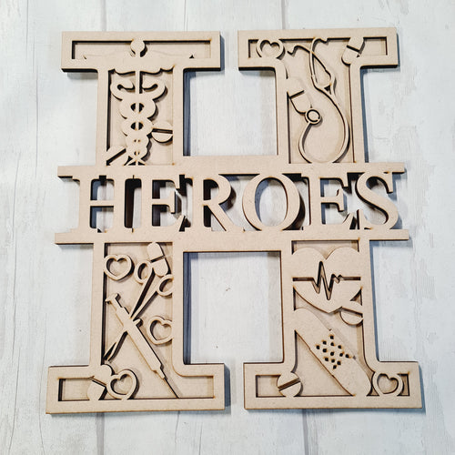 SL038 - NHS Hero Nurse Doctor Themed Split Layered Personalised Letter - Olifantjie - Wooden - MDF - Lasercut - Blank - Craft - Kit - Mixed Media - UK