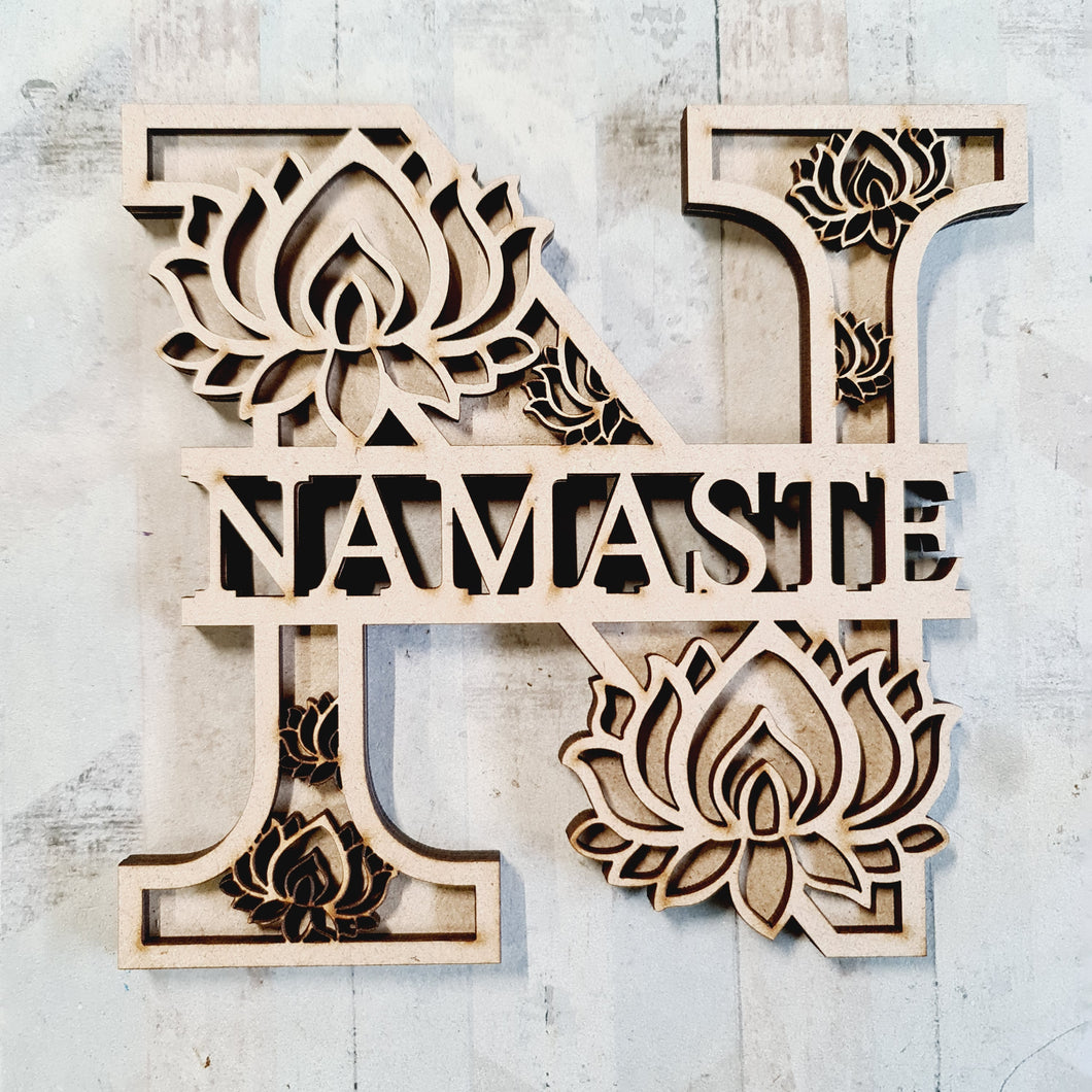 SL114 - Lotus Themed Split Layered Personalised Letter - Olifantjie - Wooden - MDF - Lasercut - Blank - Craft - Kit - Mixed Media - UK