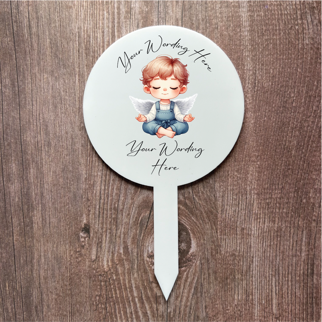 UV803 - Acrylic and UVDTF Personalised Grave / Garden Marker - Angel 9 - Olifantjie - Wooden - MDF - Lasercut - Blank - Craft - Kit - Mixed Media - UK
