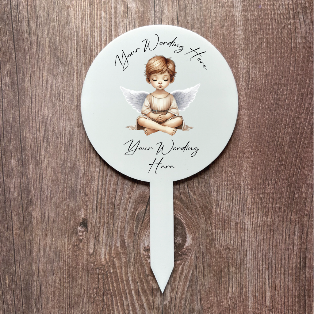 UV804 - Acrylic and UVDTF Personalised Grave / Garden Marker - Angel 10 - Olifantjie - Wooden - MDF - Lasercut - Blank - Craft - Kit - Mixed Media - UK