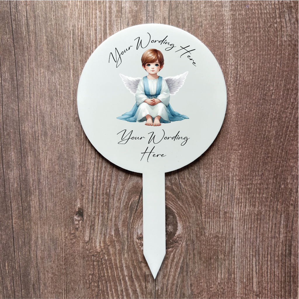 UV805 - Acrylic and UVDTF Personalised Grave / Garden Marker - Angel 11 - Olifantjie - Wooden - MDF - Lasercut - Blank - Craft - Kit - Mixed Media - UK