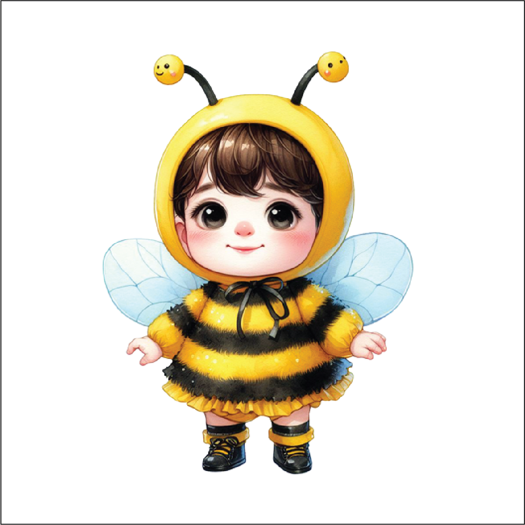 UV066 - UVDTF - Decal only Dress up child bee - Olifantjie - Wooden - MDF - Lasercut - Blank - Craft - Kit - Mixed Media - UK