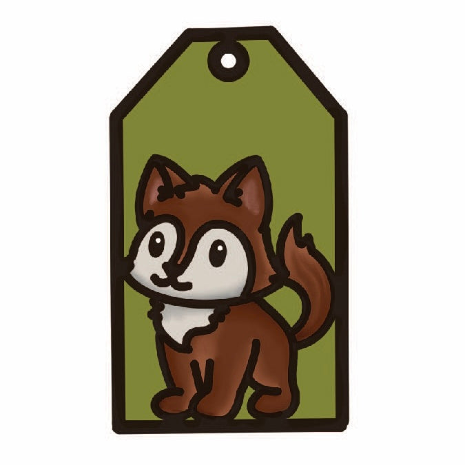 OL4482 - MDF Doodle Tag Hanging - Cute Wolf 1 - Olifantjie - Wooden - MDF - Lasercut - Blank - Craft - Kit - Mixed Media - UK