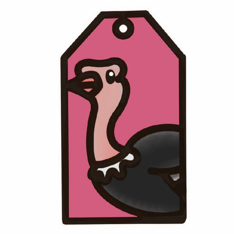 OL4533 - MDF Doodle Tag Hanging - Ostrich - Olifantjie - Wooden - MDF - Lasercut - Blank - Craft - Kit - Mixed Media - UK