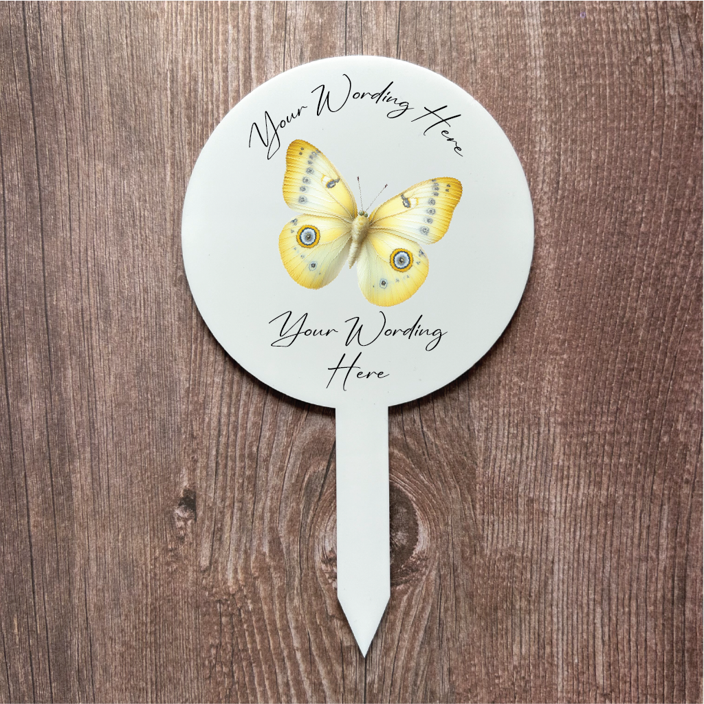UV815 - Acrylic and UVDTF Personalised Grave / Garden Marker - Butterfly 8 - Olifantjie - Wooden - MDF - Lasercut - Blank - Craft - Kit - Mixed Media - UK