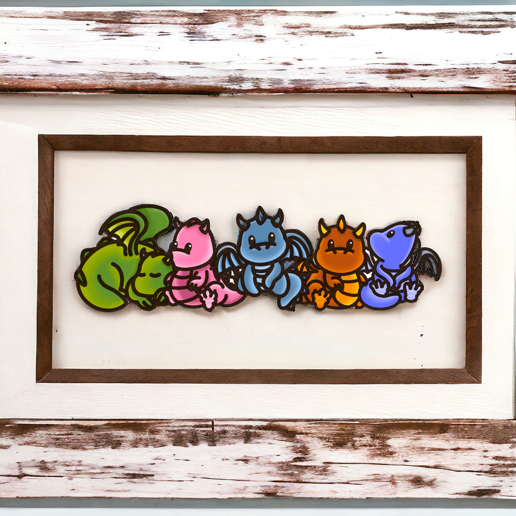 OL4606 - MDF doodle Horizontal stacker Cute Dragon - Olifantjie - Wooden - MDF - Lasercut - Blank - Craft - Kit - Mixed Media - UK