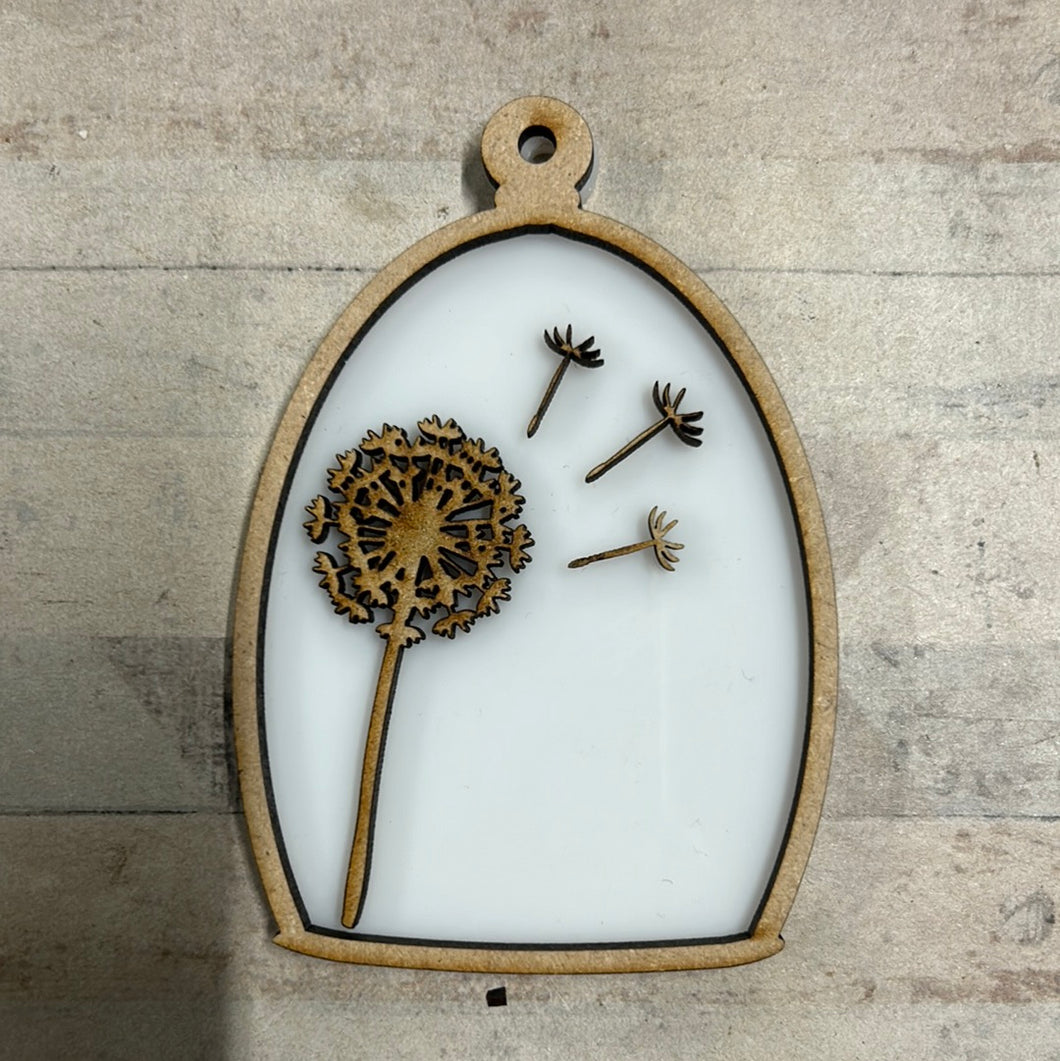 OL4769 - MDF and Acrylic Mini 10cm cloche - Clear or White backing - dandelion wish - Olifantjie - Wooden - MDF - Lasercut - Blank - Craft - Kit - Mixed Media - UK