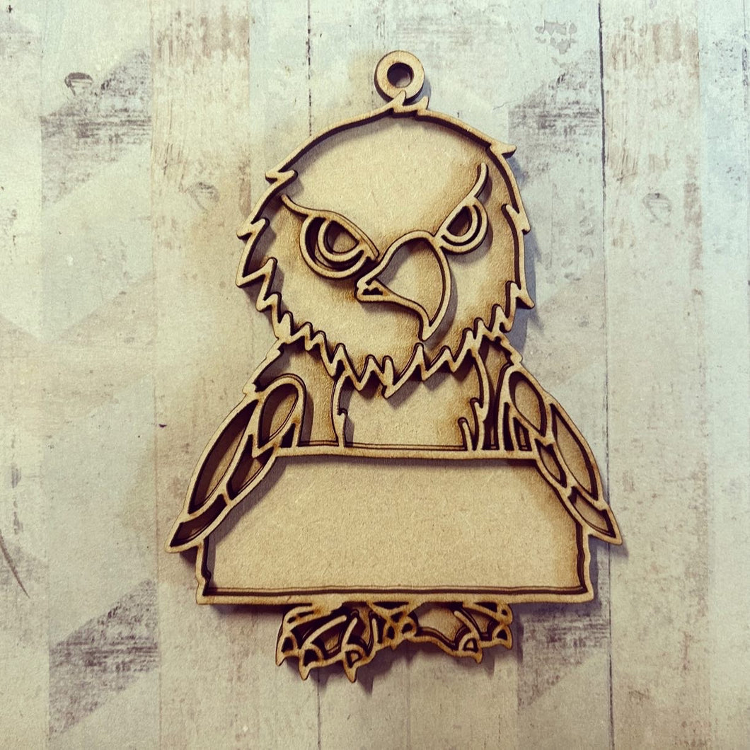 OL3692 - MDF 12.5cm Doodle Hanging - Eagle Sign - Olifantjie - Wooden - MDF - Lasercut - Blank - Craft - Kit - Mixed Media - UK