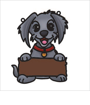 OL3714 - MDF 20cm Doodle Hanging - Dog Sign - Olifantjie - Wooden - MDF - Lasercut - Blank - Craft - Kit - Mixed Media - UK