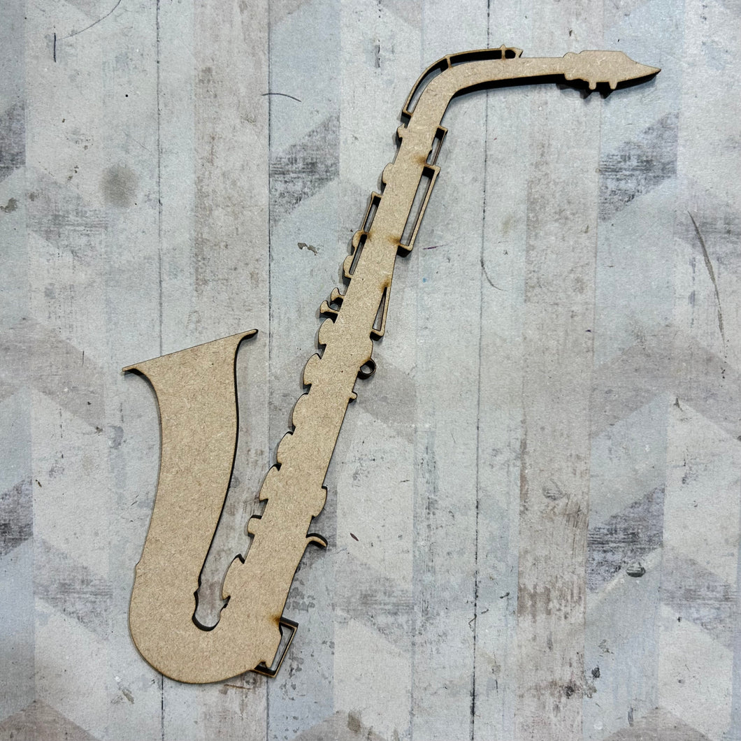 PL085 - MDF Blank Plaque - Optional Hanging - Saxaphone - Olifantjie - Wooden - MDF - Lasercut - Blank - Craft - Kit - Mixed Media - UK