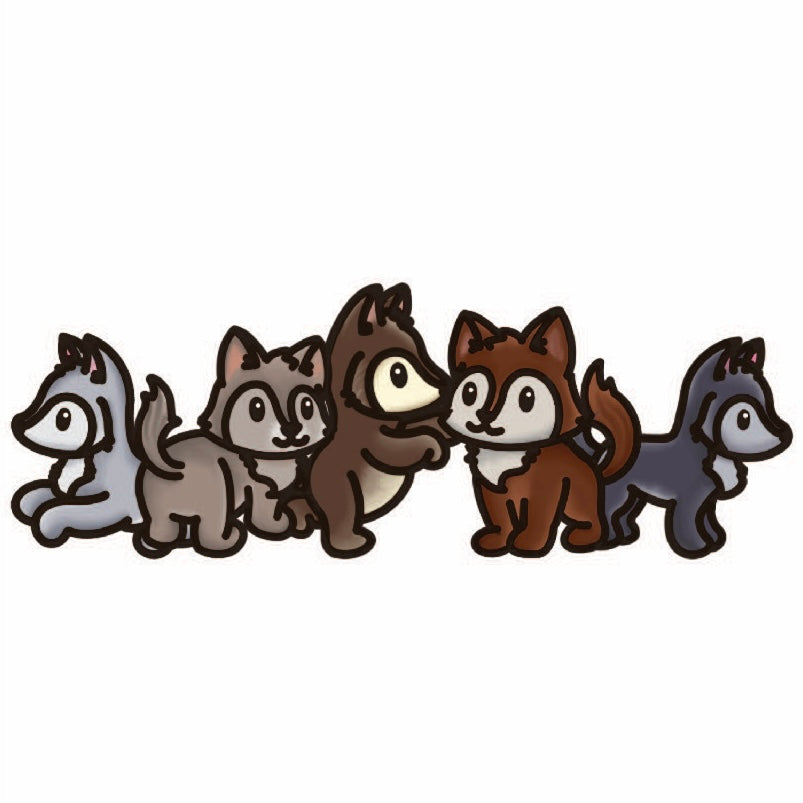 OL4487 - MDF doodle Horizontal Wolves - Olifantjie - Wooden - MDF - Lasercut - Blank - Craft - Kit - Mixed Media - UK