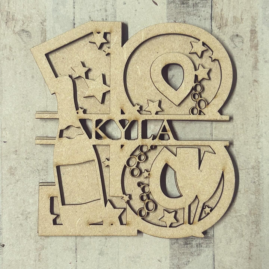 SL139 - Themed Split Layered Wooden Personalised Letter - Champagne - Olifantjie - Wooden - MDF - Lasercut - Blank - Craft - Kit - Mixed Media - UK