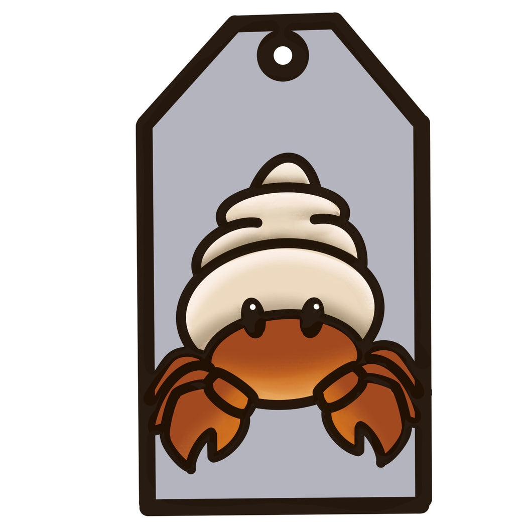 OL4556 - MDF Doodle Tag Hanging - Hermit Crab - Olifantjie - Wooden - MDF - Lasercut - Blank - Craft - Kit - Mixed Media - UK