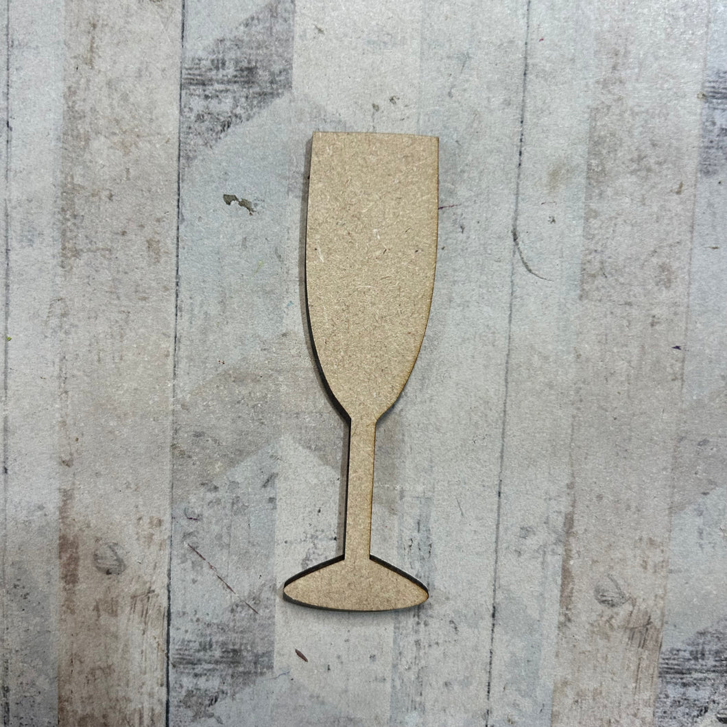 PL098 - MDF Blank Plaque - Optional Hanging - Champagne Glass - Olifantjie - Wooden - MDF - Lasercut - Blank - Craft - Kit - Mixed Media - UK