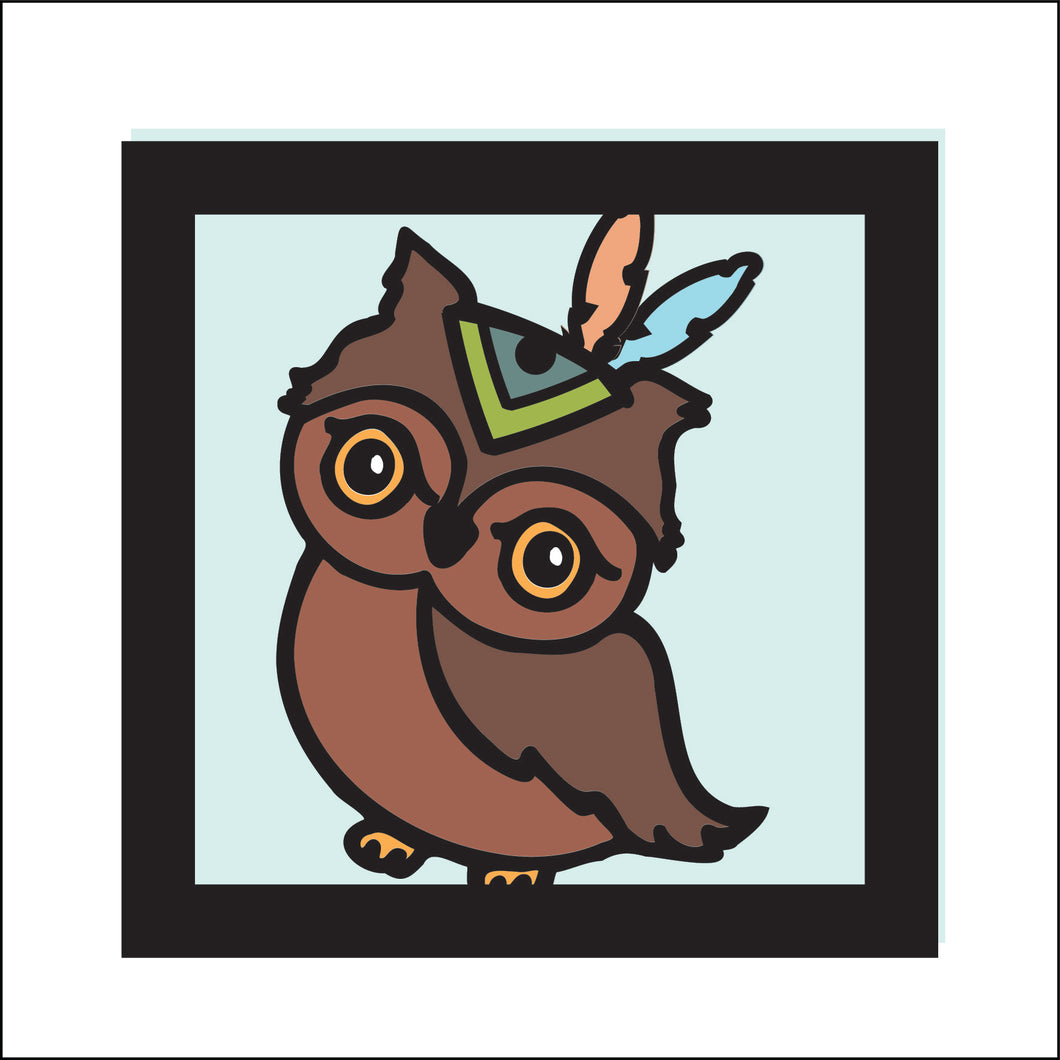 OL3621 - MDF Ladder Insert Tile - Tribal Doodle Owl - Olifantjie - Wooden - MDF - Lasercut - Blank - Craft - Kit - Mixed Media - UK