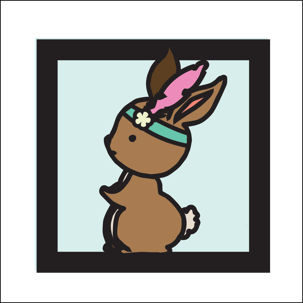 OL3618 - MDF Ladder Insert Tile - Tribal Doodle Bunny Rabbit - Olifantjie - Wooden - MDF - Lasercut - Blank - Craft - Kit - Mixed Media - UK