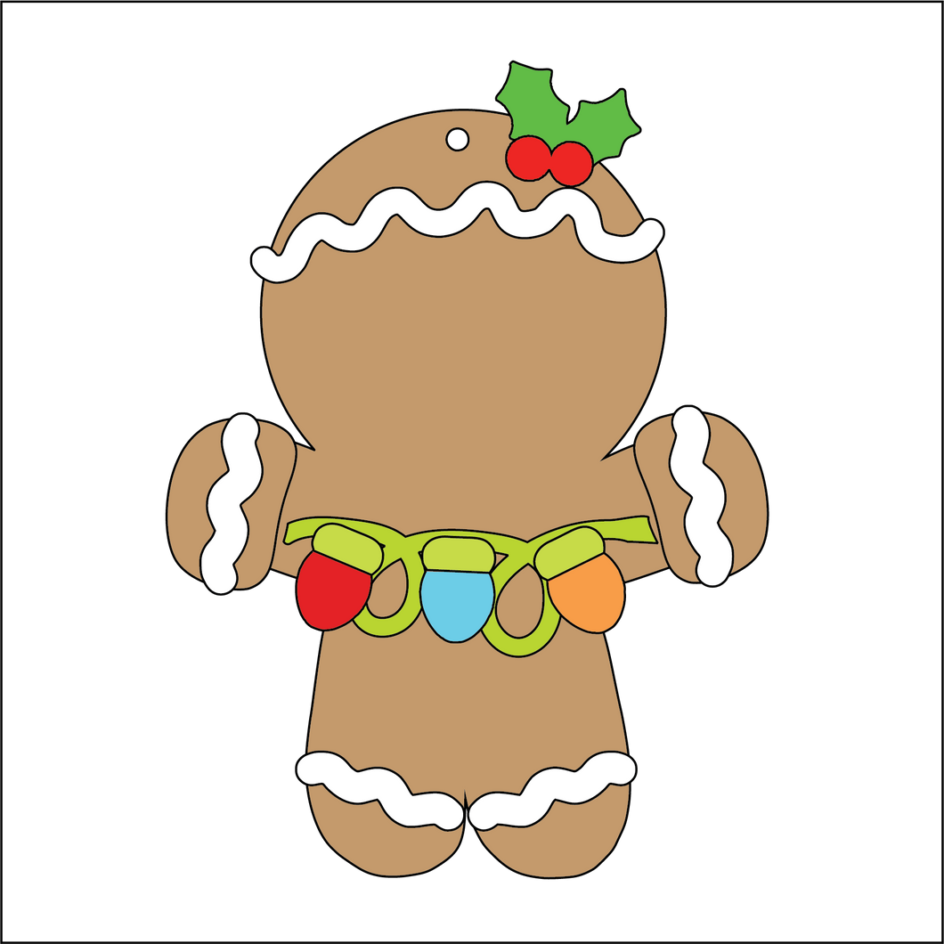 NO170- MDF 2 Sizes Christmas Gingerbread lights Style 2 - Olifantjie - Wooden - MDF - Lasercut - Blank - Craft - Kit - Mixed Media - UK