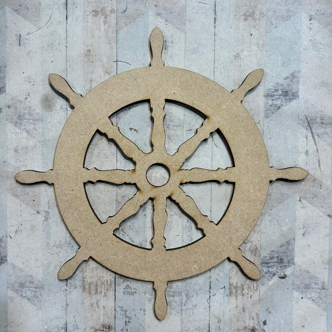 PL095 - MDF Blank Plaque - Optional Hanging - Ship Wheel - Olifantjie - Wooden - MDF - Lasercut - Blank - Craft - Kit - Mixed Media - UK