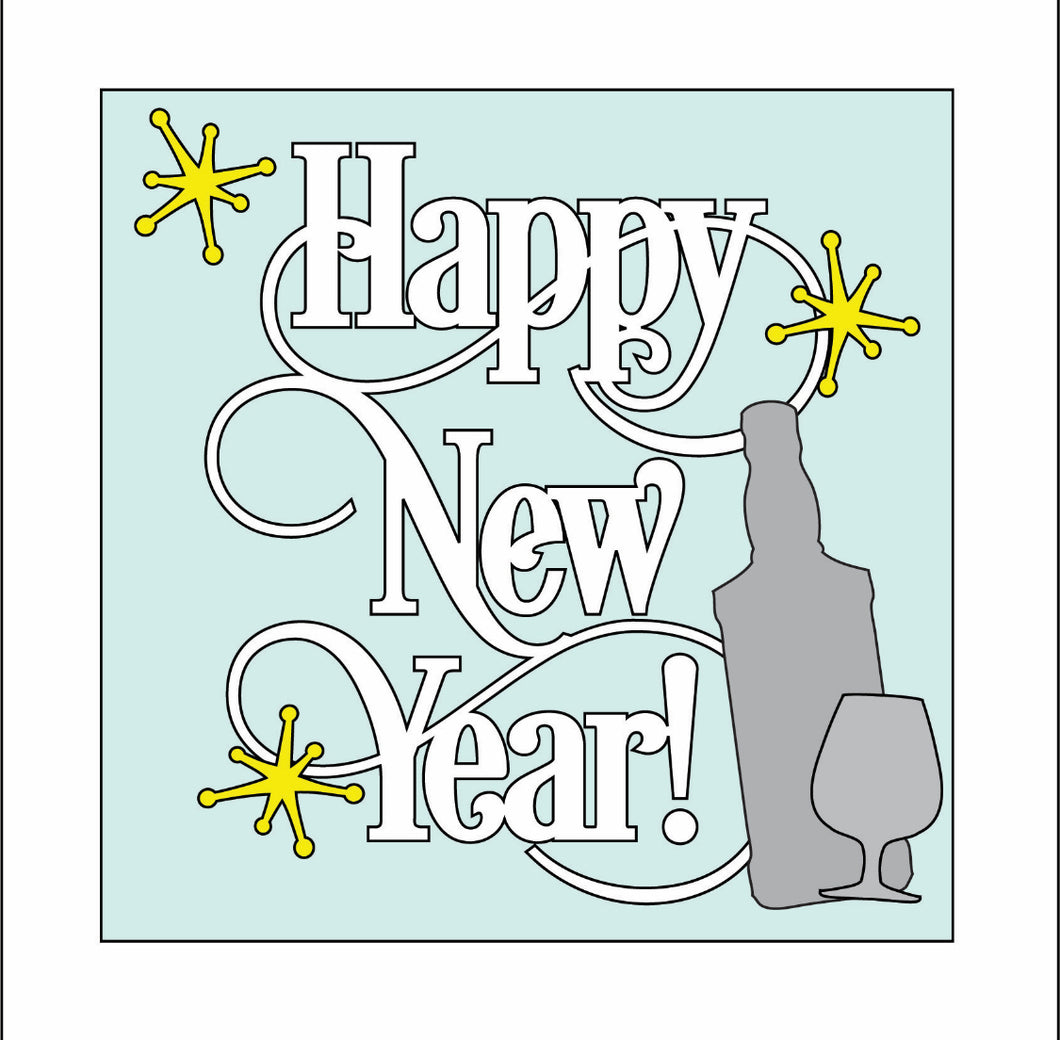 OL3580 - MDF Ladder Insert Tile - Happy New Year Whisky - Olifantjie - Wooden - MDF - Lasercut - Blank - Craft - Kit - Mixed Media - UK