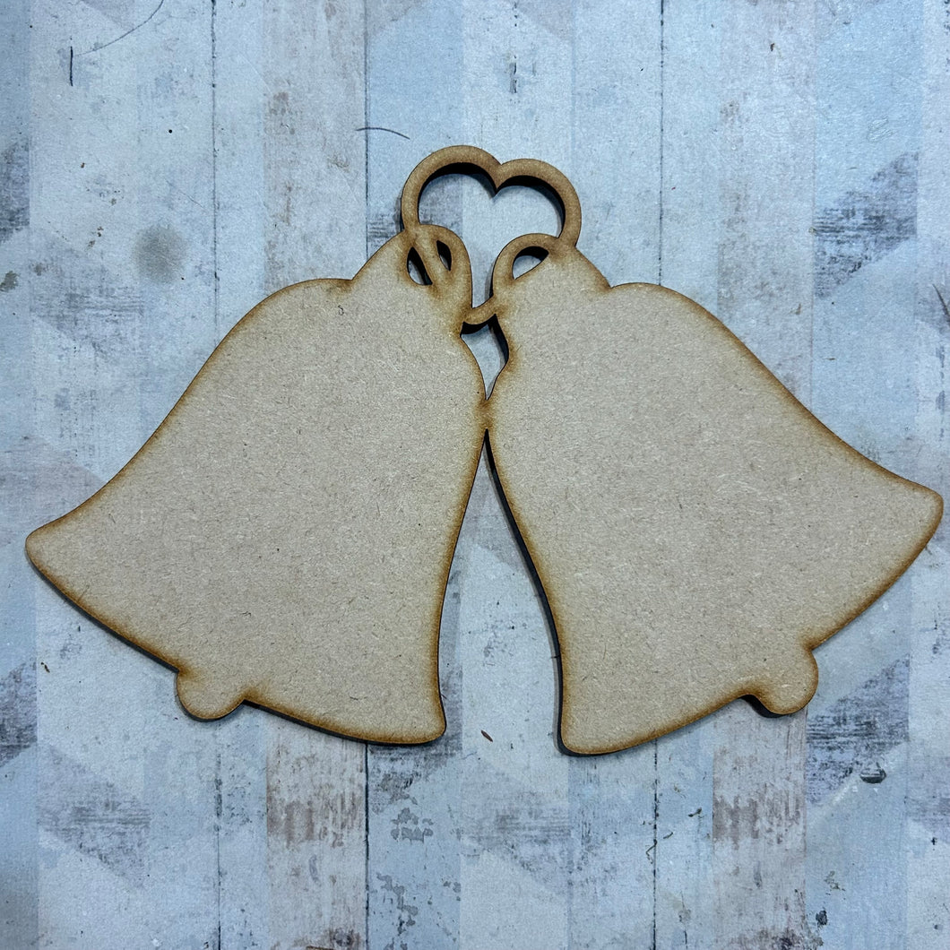 PL100 - MDF Blank Plaque - Optional Hanging - Bells - Olifantjie - Wooden - MDF - Lasercut - Blank - Craft - Kit - Mixed Media - UK