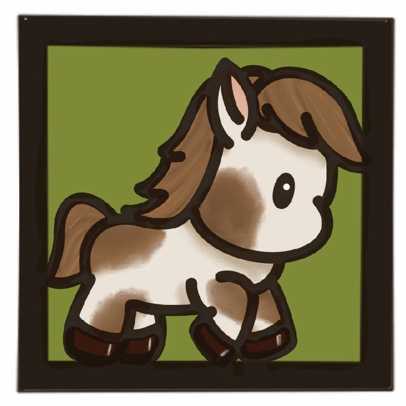 OL4730 - MDF Ladder Insert Tile - Doodle Cute Pet - Pony - Olifantjie - Wooden - MDF - Lasercut - Blank - Craft - Kit - Mixed Media - UK