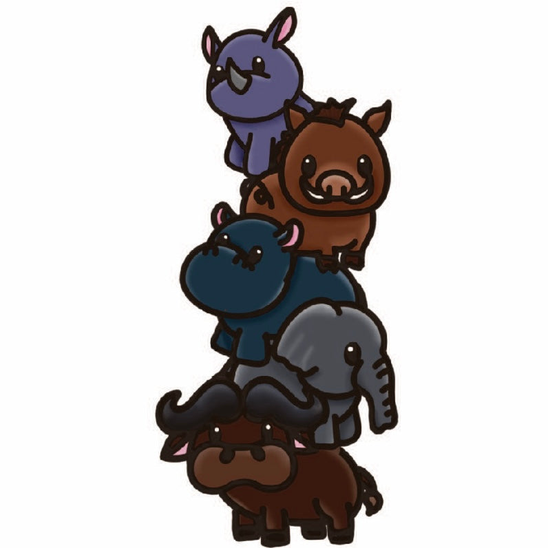 OL4518 - MDF doodle stacked cute big safari animals - Olifantjie - Wooden - MDF - Lasercut - Blank - Craft - Kit - Mixed Media - UK