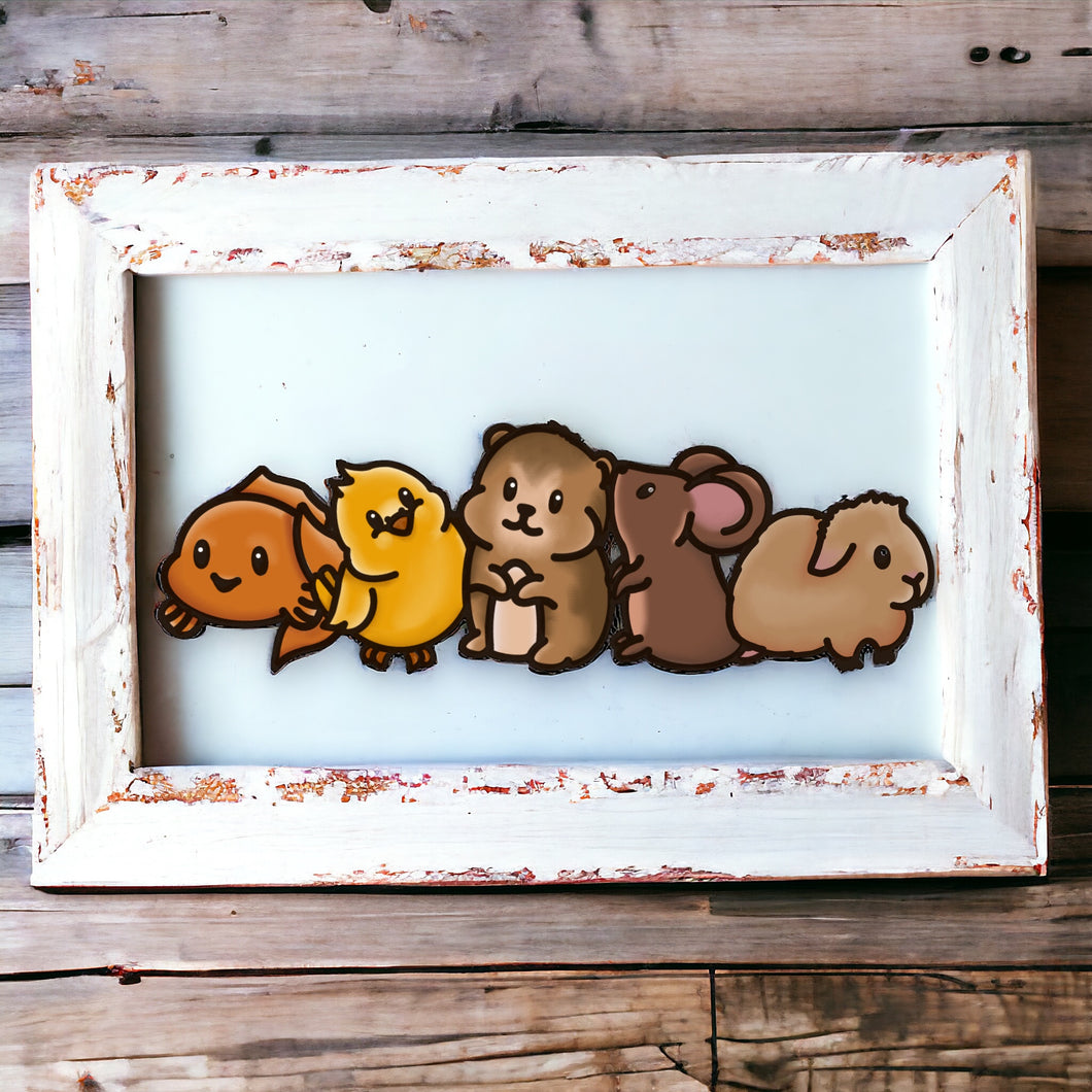 OL4657 - MDF doodle Horizontal stacker - Small Pets - Olifantjie - Wooden - MDF - Lasercut - Blank - Craft - Kit - Mixed Media - UK