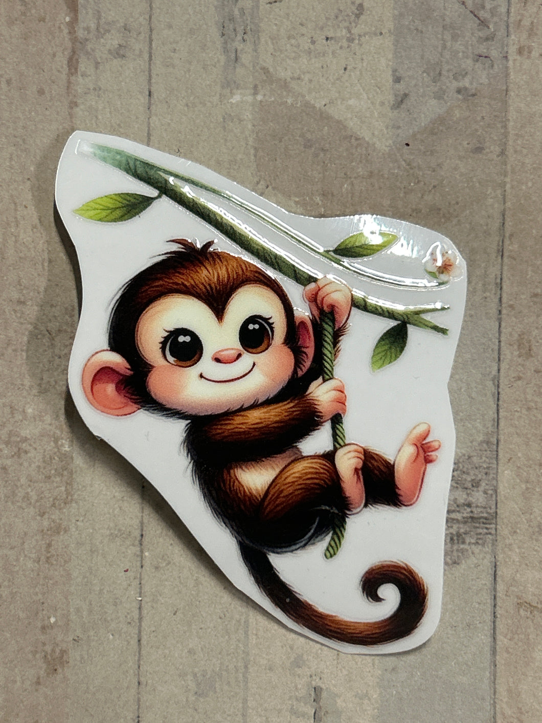 UV762 - UVDTF - Decal only - Cute Monkey 2 - Olifantjie - Wooden - MDF - Lasercut - Blank - Craft - Kit - Mixed Media - UK