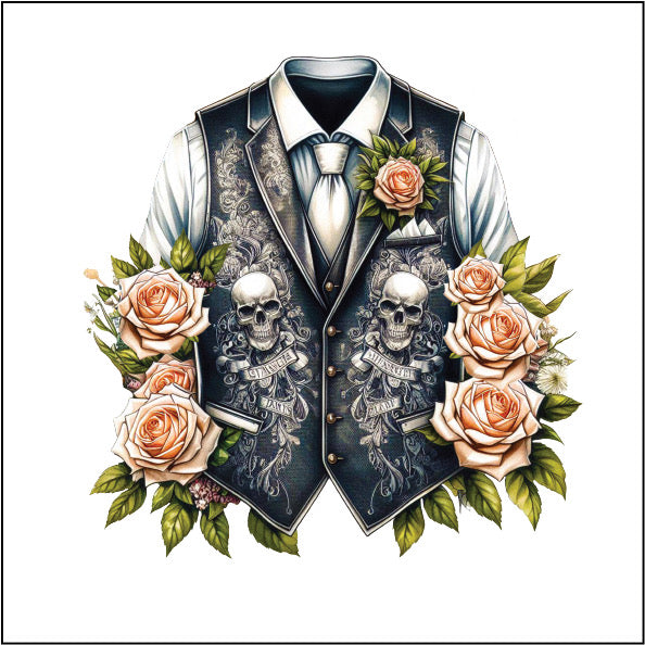 UV418 - UVDTF - Wedding Event Prom Theme - Suit Waistcoat style 11 - Olifantjie - Wooden - MDF - Lasercut - Blank - Craft - Kit - Mixed Media - UK