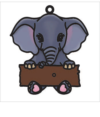 OL3710 - MDF 12.5cm Doodle Hanging - Elephant Sign - Olifantjie - Wooden - MDF - Lasercut - Blank - Craft - Kit - Mixed Media - UK