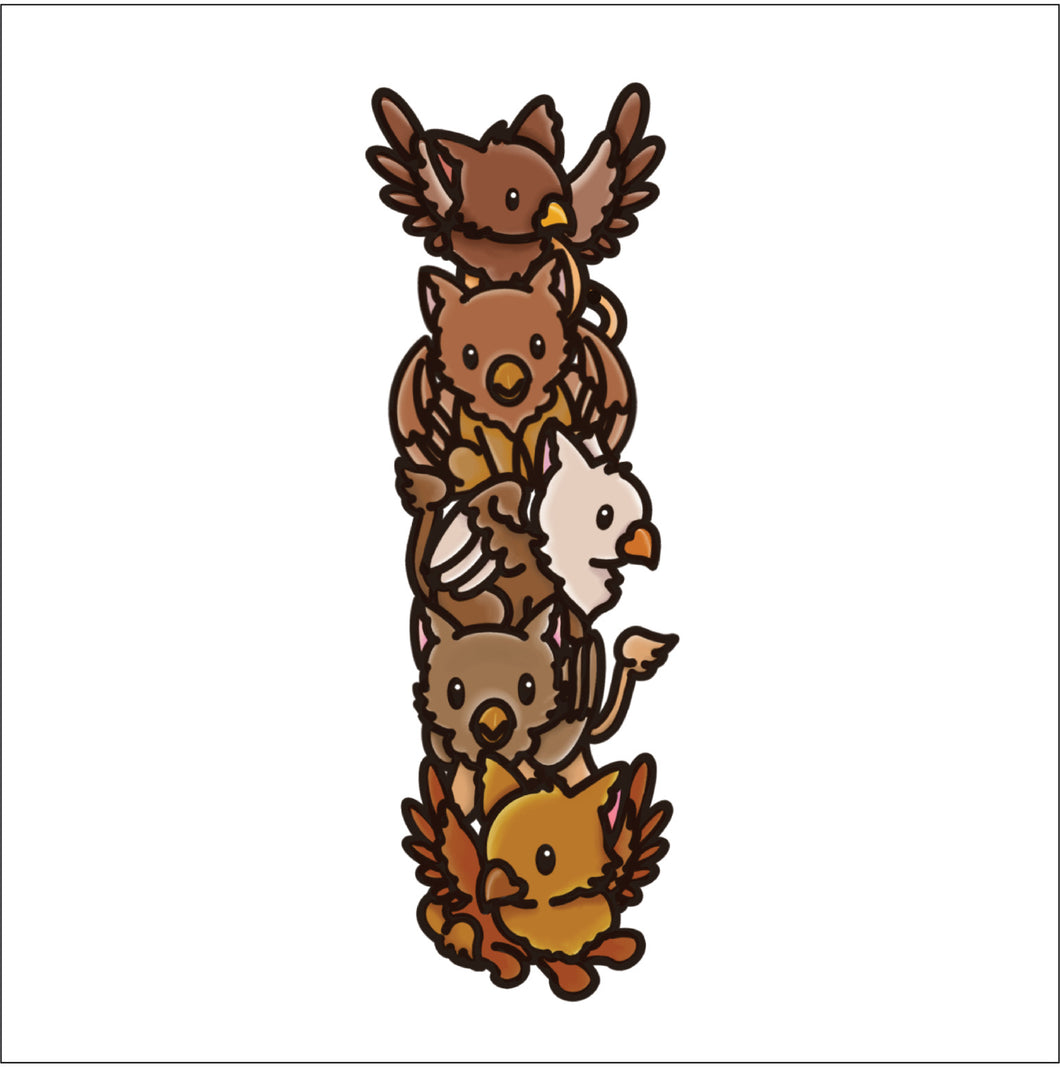 OL4680 - MDF doodle verticle stacked cute animals - Griffin - Olifantjie - Wooden - MDF - Lasercut - Blank - Craft - Kit - Mixed Media - UK