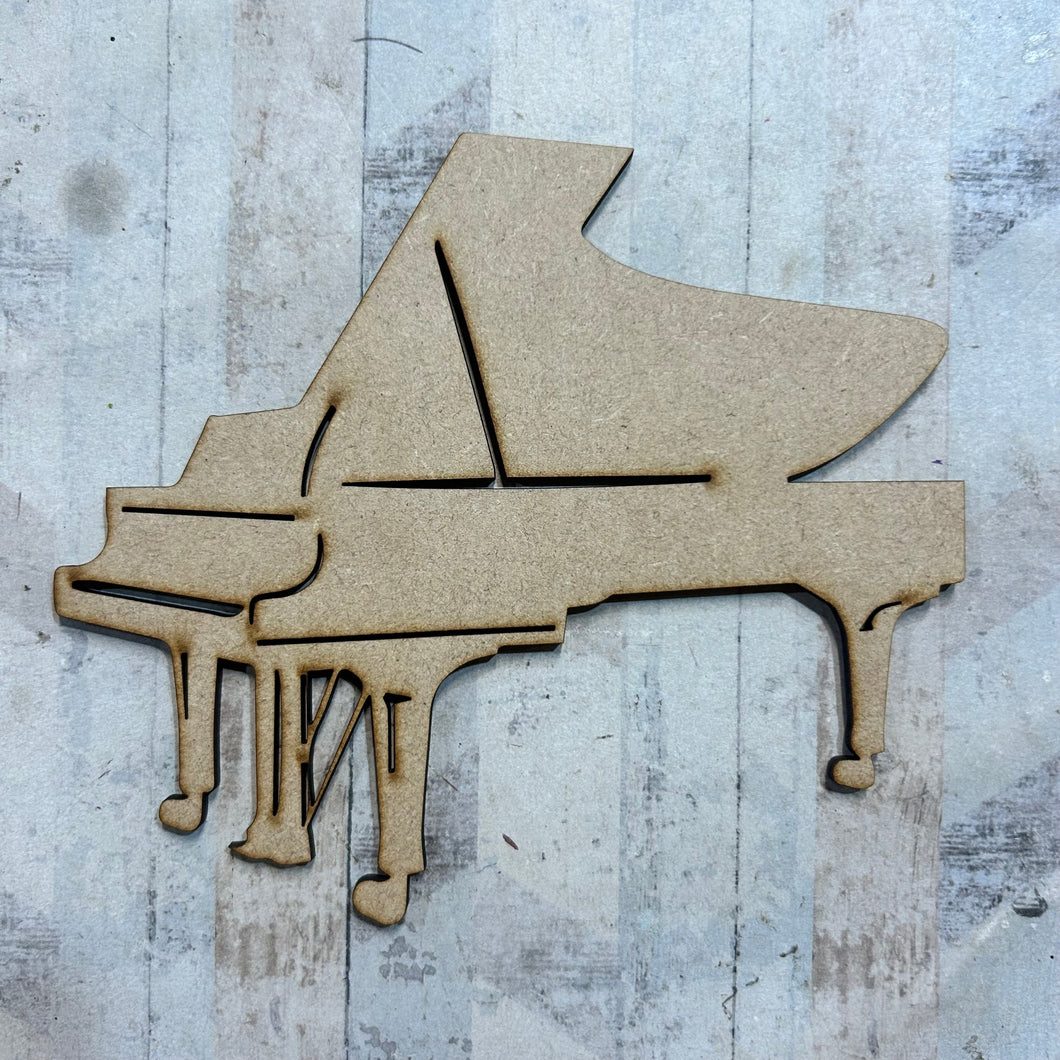 PL094 - MDF Blank Plaque - Optional Hanging - Piano - Olifantjie - Wooden - MDF - Lasercut - Blank - Craft - Kit - Mixed Media - UK