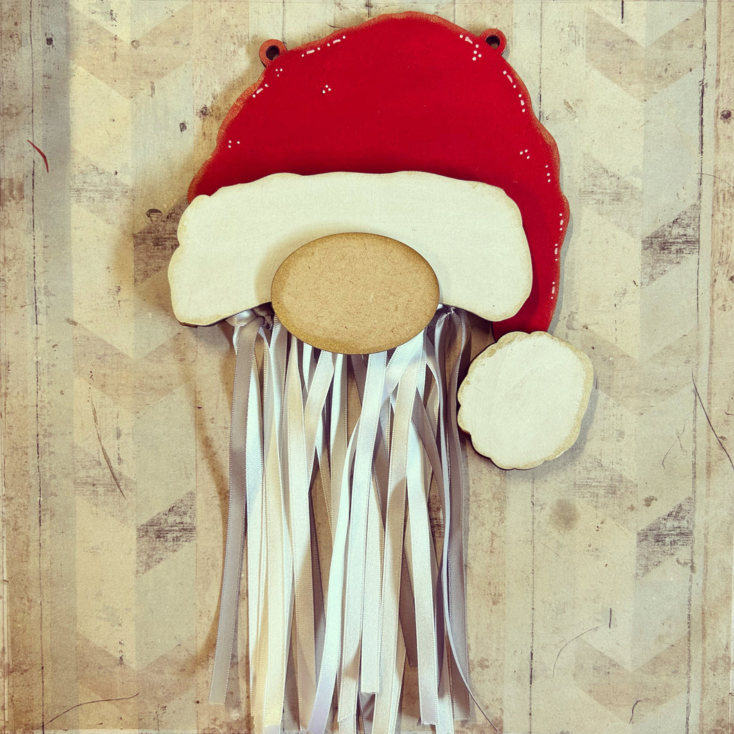OL3684 - MDF Santa / Gnome Macrame/ Ribbon beard hanging - Olifantjie - Wooden - MDF - Lasercut - Blank - Craft - Kit - Mixed Media - UK