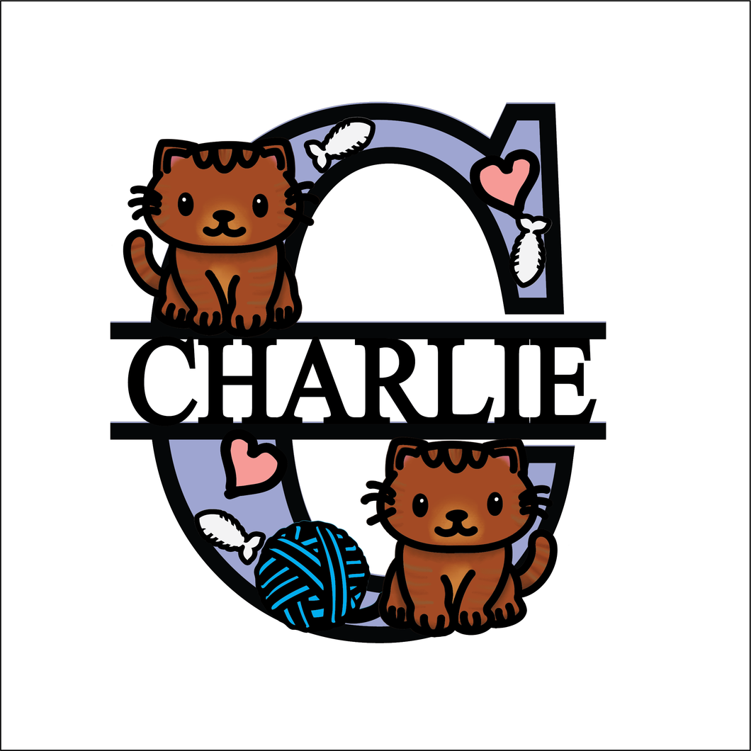 SL119 - Doodle Letter - Themed Split Layered Wooden Personalised Letter - Cat - Olifantjie - Wooden - MDF - Lasercut - Blank - Craft - Kit - Mixed Media - UK