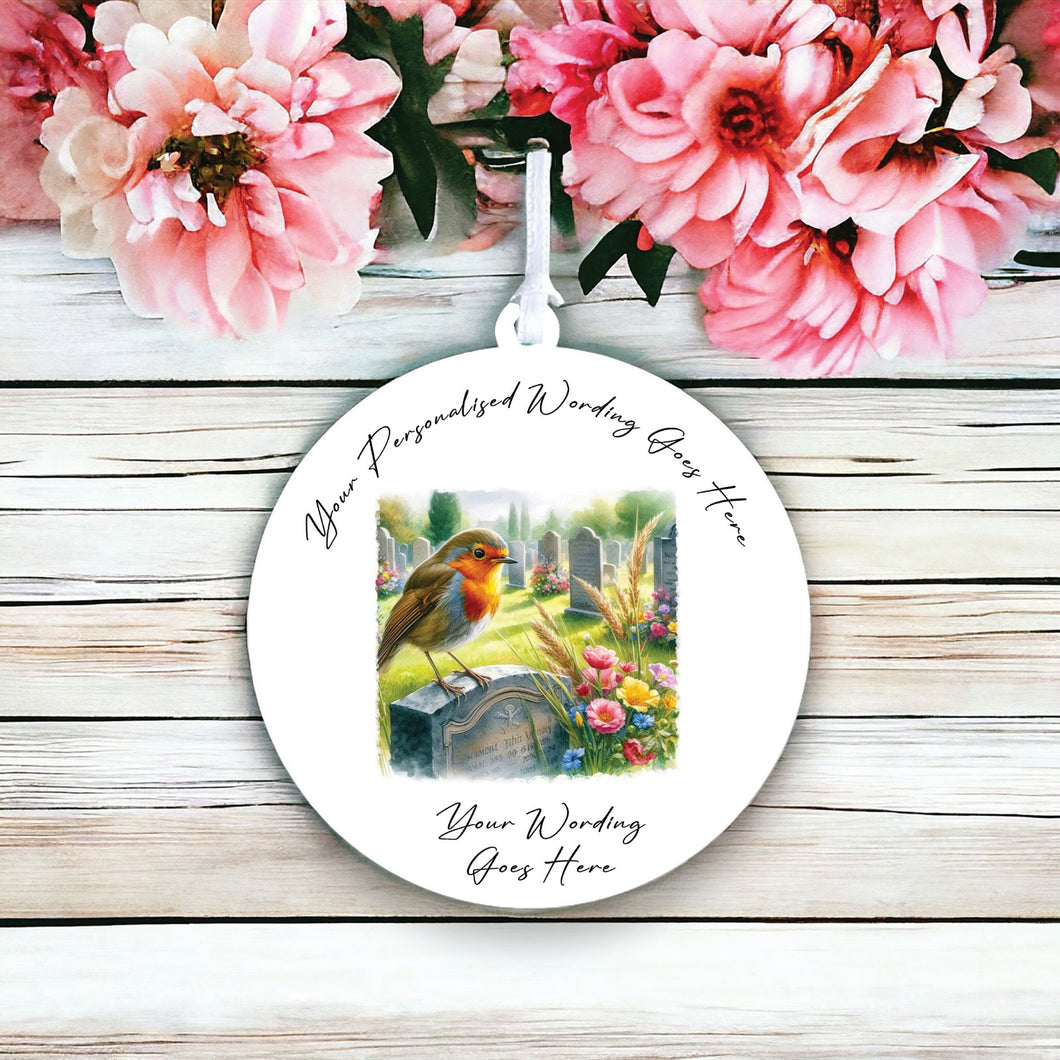 UV890 - Acrylic and UVDTF Personalised Round Hanging - Robin Scene 16 - Olifantjie - Wooden - MDF - Lasercut - Blank - Craft - Kit - Mixed Media - UK